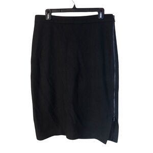 Banana Republic Wool Blend Skirt Boucle Black Side Zip Pencil Fully Lined Sz 12